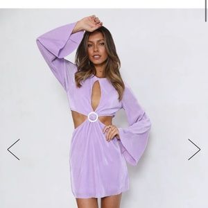 HELLO MOLLY SHINY OASIS MINI DRESS LILAC - perfect 70’s fit